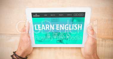 Composite image of learn english interface