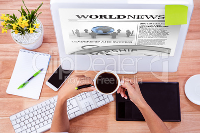 Composite image of international newspaper