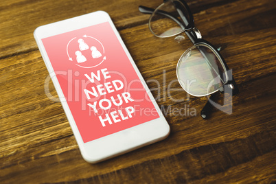 Composite image of we need your help