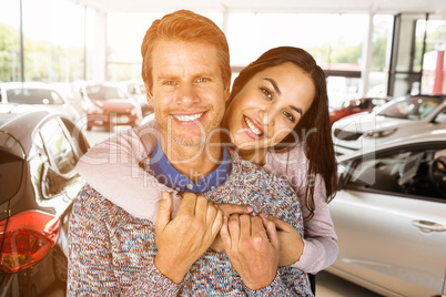 Composite image of close-up of happy couple
