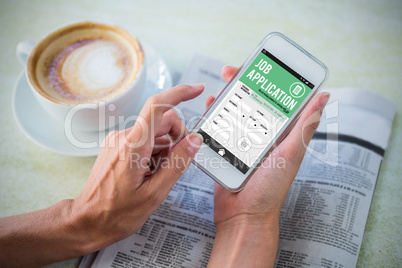 Composite image of job application on smartphone