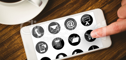 Composite image of telephone with apps icon