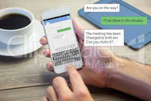 Composite image of smartphone text messaging