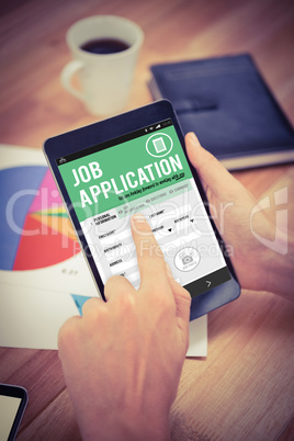 Composite image of job application on smartphone