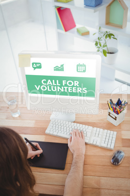 Composite image of green call for volunteers