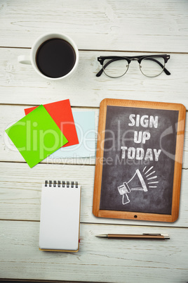 Composite image of sign up today