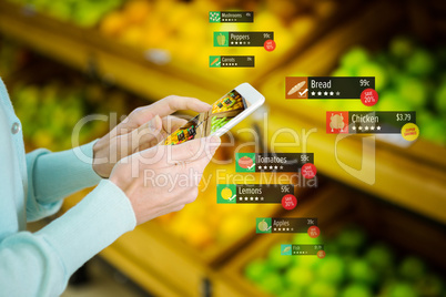 Composite image of food price tag