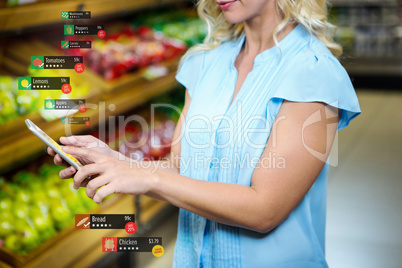 Composite image of food price tag