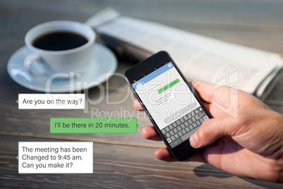 Composite image of smartphone text messaging