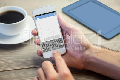 Composite image of smartphone text messaging