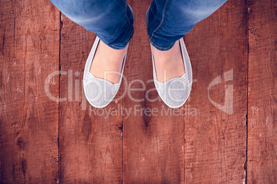 Composite image of casually dressed womans feet