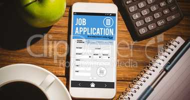 Composite image of job application on smartphone