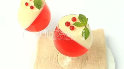 jelly dessert with berries in a glass