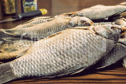 Salted and dried river fish .