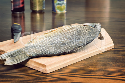 Salted and dried River fish snacks to beer.