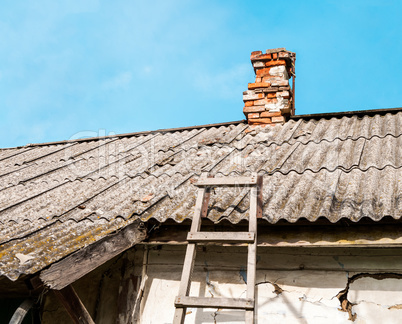 Old rustic roof on the old building