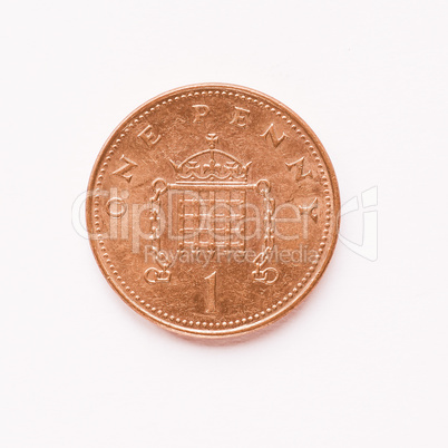 UK 1 penny coin vintage