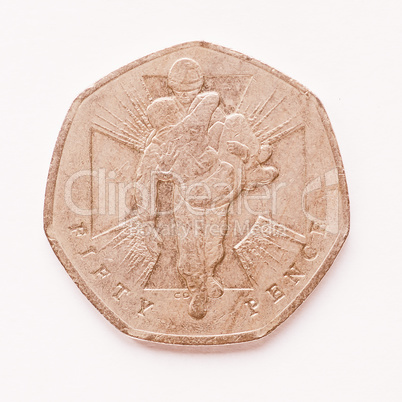 UK 50 pence coin vintage