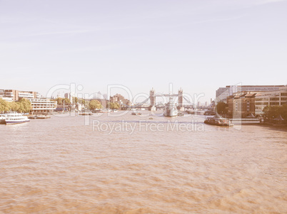 River Thames in London vintage