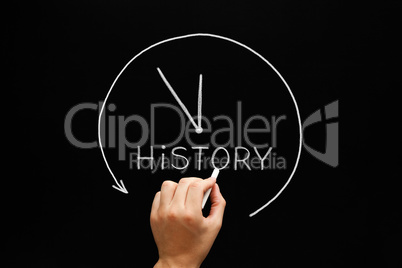 History Arrow Clock Concept Blackboard