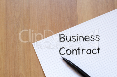 Business contract write on notebook