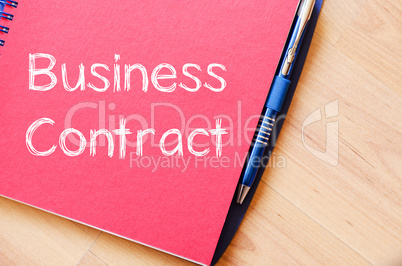 Business contract write on notebook