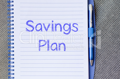 Savings plan write on notebook