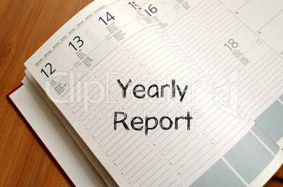 Yearly report write on notebook