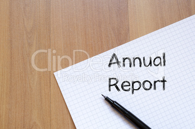 Annual report write on notebook