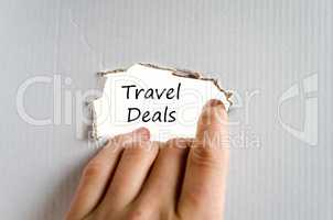 Travel deals text concept