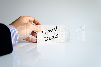 Travel deals text concept