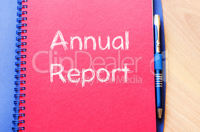 Annual report write on notebook