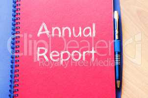 Annual report write on notebook