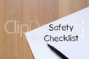 Safety checklist write on notebook