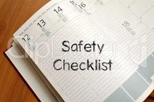 Safety checklist write on notebook