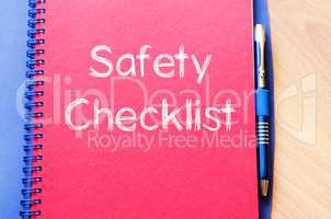 Safety checklist write on notebook