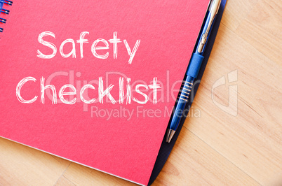 Safety checklist write on notebook