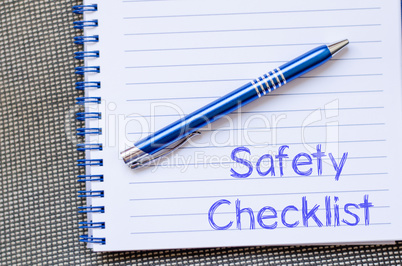 Safety checklist write on notebook