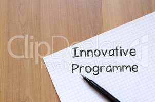 Innovative programme write on notebook