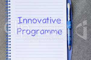 Innovative programme write on notebook