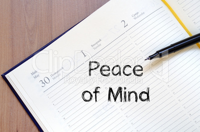 Peace of mind write on notebook