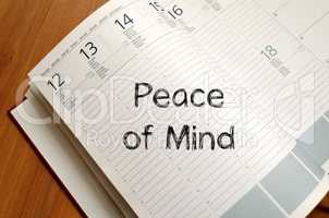 Peace of mind write on notebook