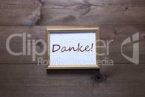 Golden Picture Frame With Copy Space Danke Mean Thank You