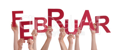 People Holding German Word Februar Means February