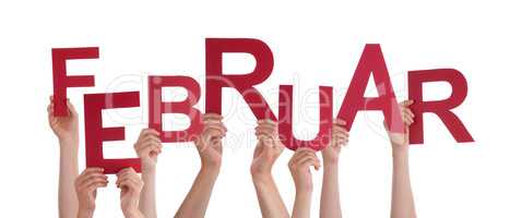 People Holding German Word Februar Means February