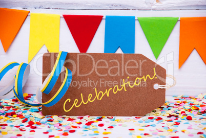 Label With Party Decoration, Text Celebration