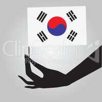 Hand with flag South Korea