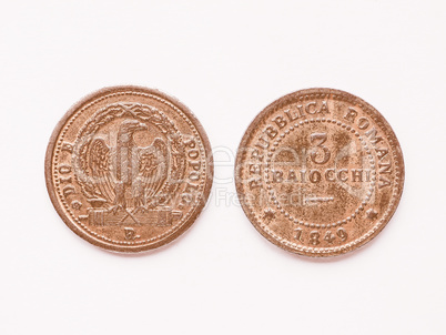 Old Italian coin 3 baiocchi vintage
