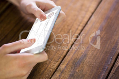 Composite image of woman using smartphone