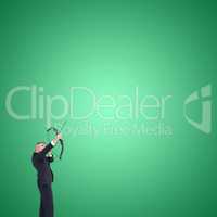 Composite image of businessman shooting bow and arrow